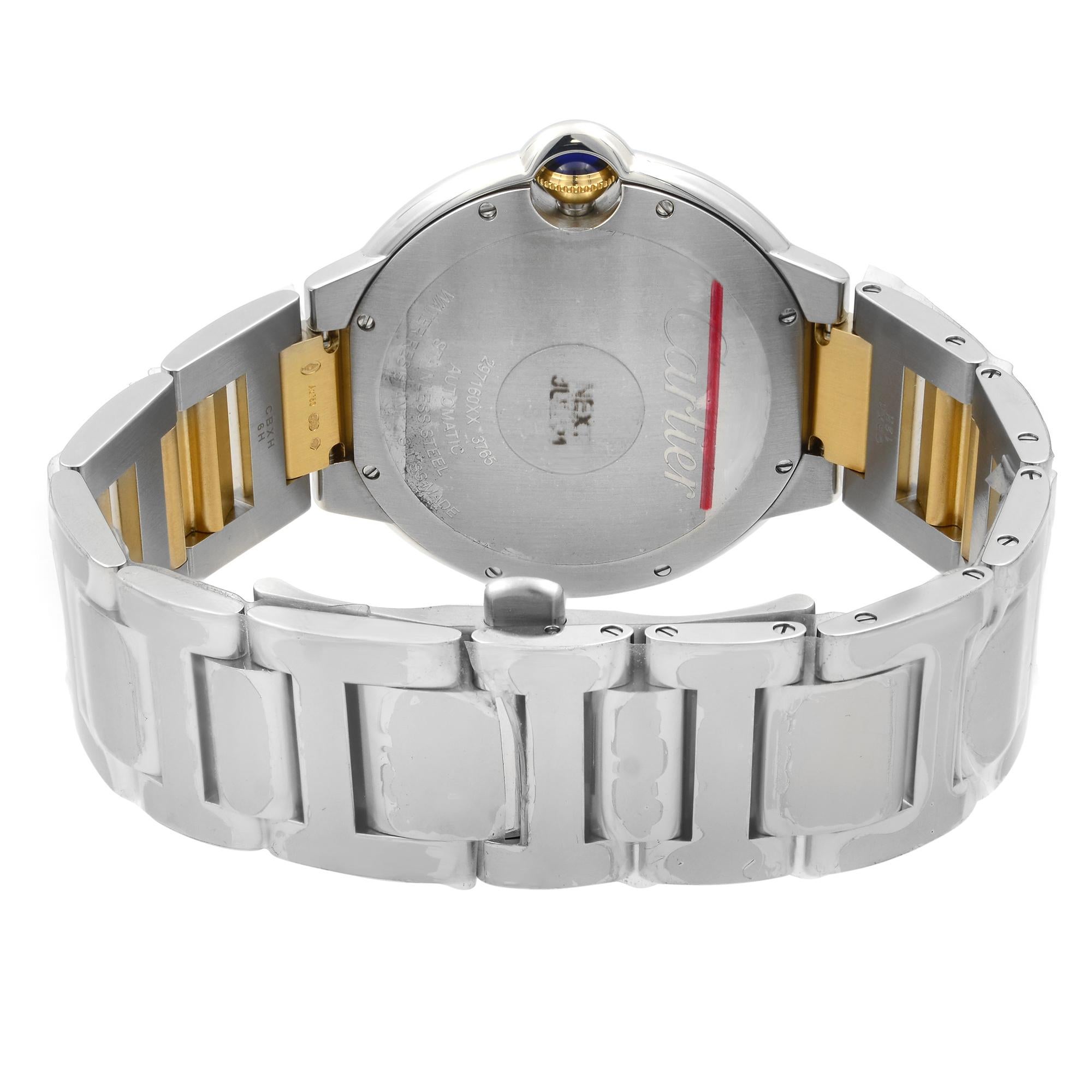 Cartier Ballon Bleu Steel 18K Gold Guilloche Silver Dial Men's Watch W2BB0022 3