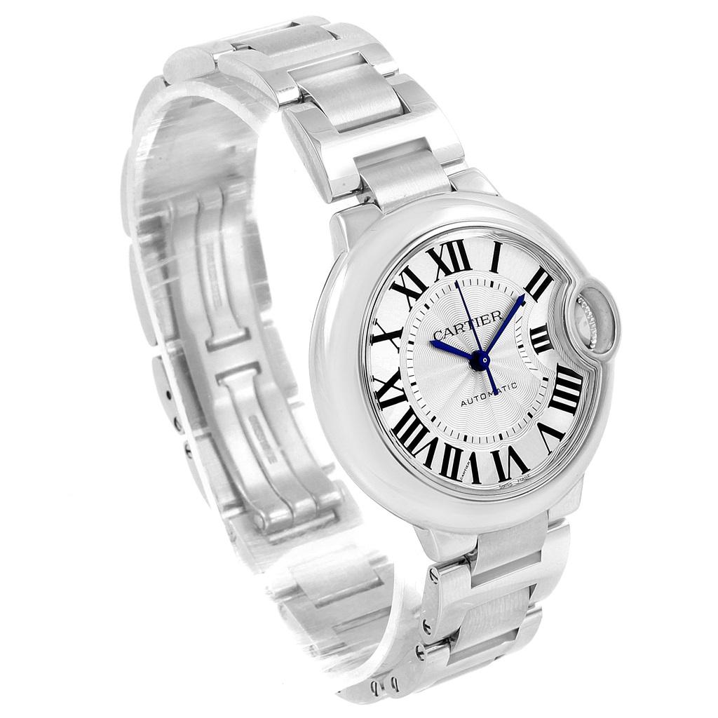 Cartier Ballon Bleu Steel Automatic Women’s Watch W6920071 Box Papers In Excellent Condition In Atlanta, GA