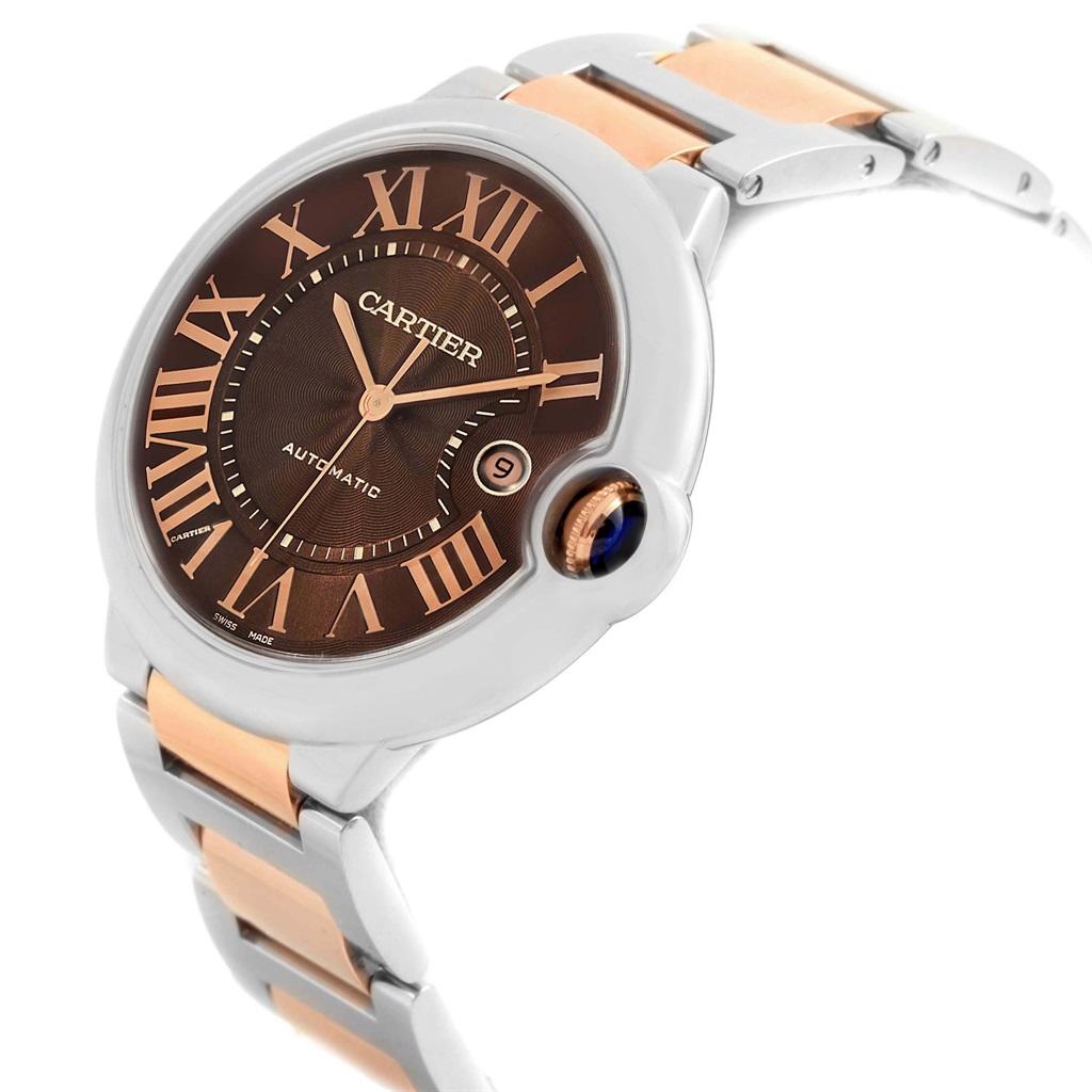 Cartier Ballon Bleu Steel Rose Gold Chocolate Dial Unisex Watch W6920032 Herren