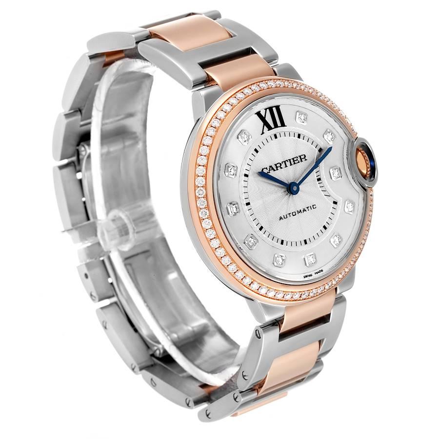 Cartier Damenuhr W3BB0004, Ballon Bleu, Stahl, Roségold, Diamant-Lünette im Zustand „Hervorragend“ im Angebot in Atlanta, GA