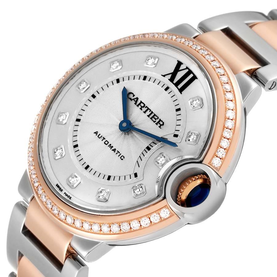 Cartier Damenuhr W3BB0004, Ballon Bleu, Stahl, Roségold, Diamant-Lünette im Angebot 2