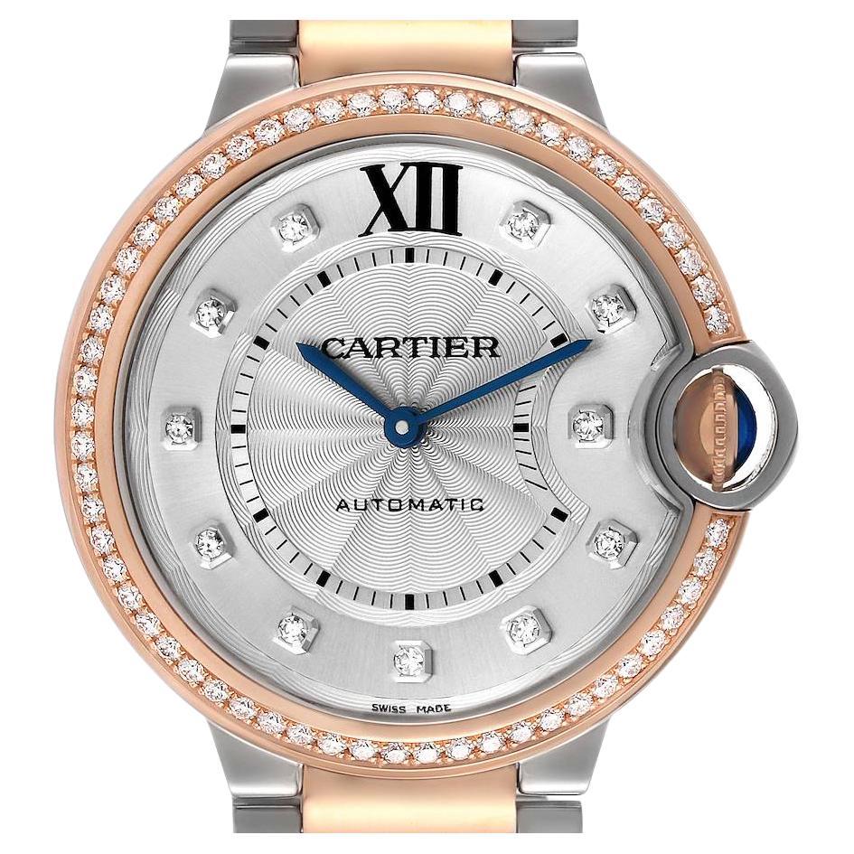 Cartier Damenuhr W3BB0004, Ballon Bleu, Stahl, Roségold, Diamant-Lünette im Angebot