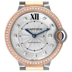 Cartier Damenuhr W3BB0004, Ballon Bleu, Stahl, Roségold, Diamant-Lünette