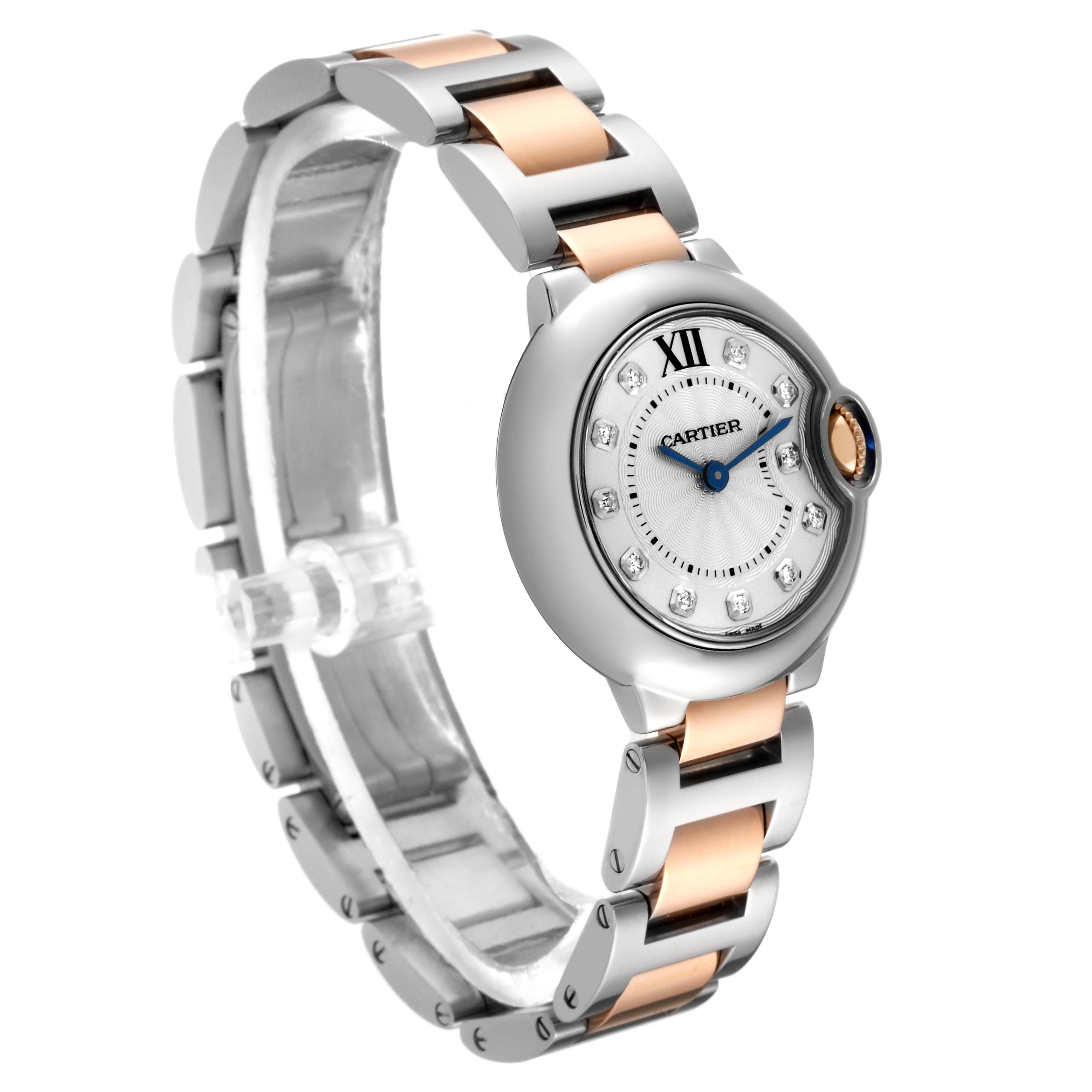 Cartier Montre Ballon pour femme en acier bleu, or rose et diamants WE902030 Pour femmes en vente