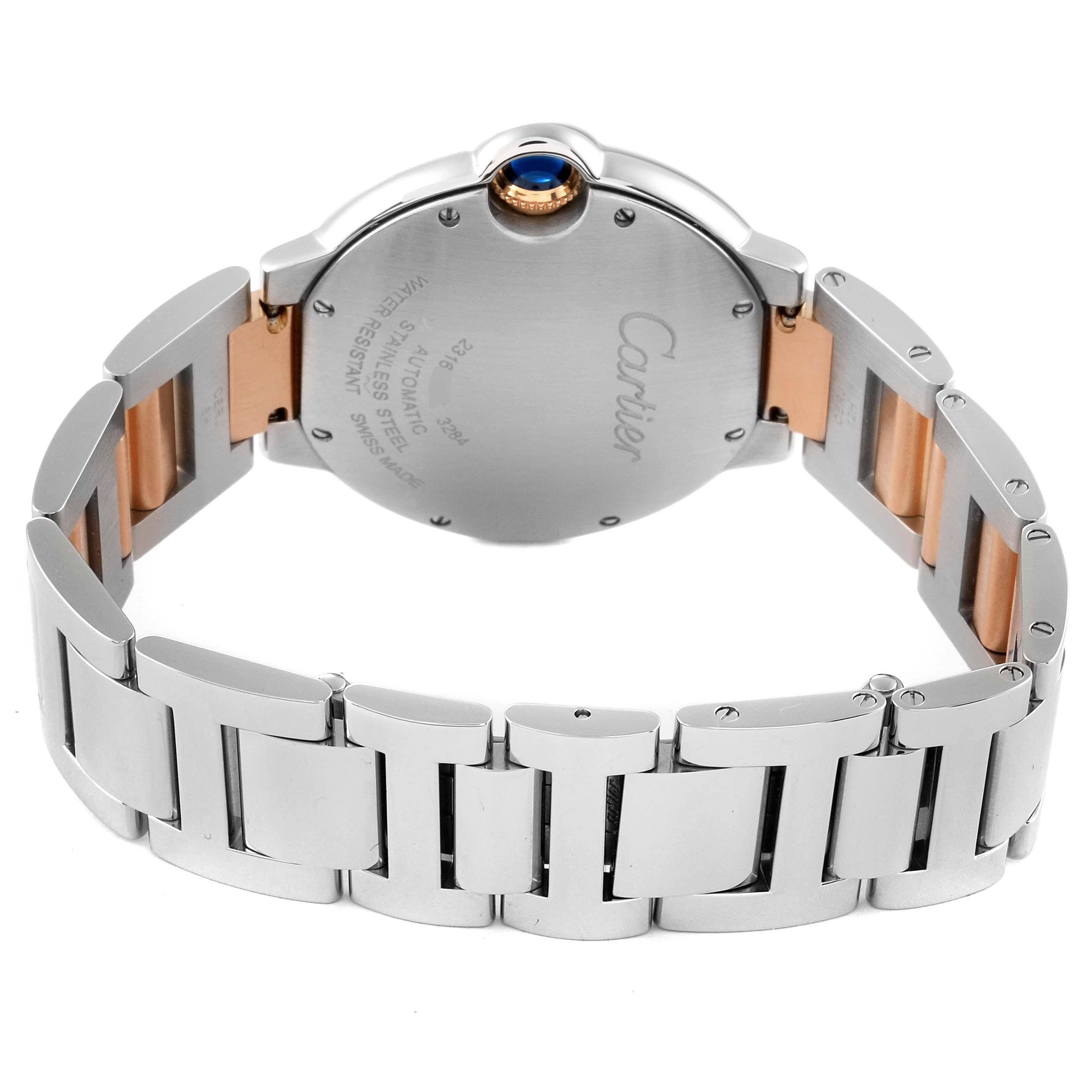 Cartier Ballon Bleu Steel Rose Gold Mother of Pearl Ladies Watch W6920033 In Excellent Condition In Atlanta, GA