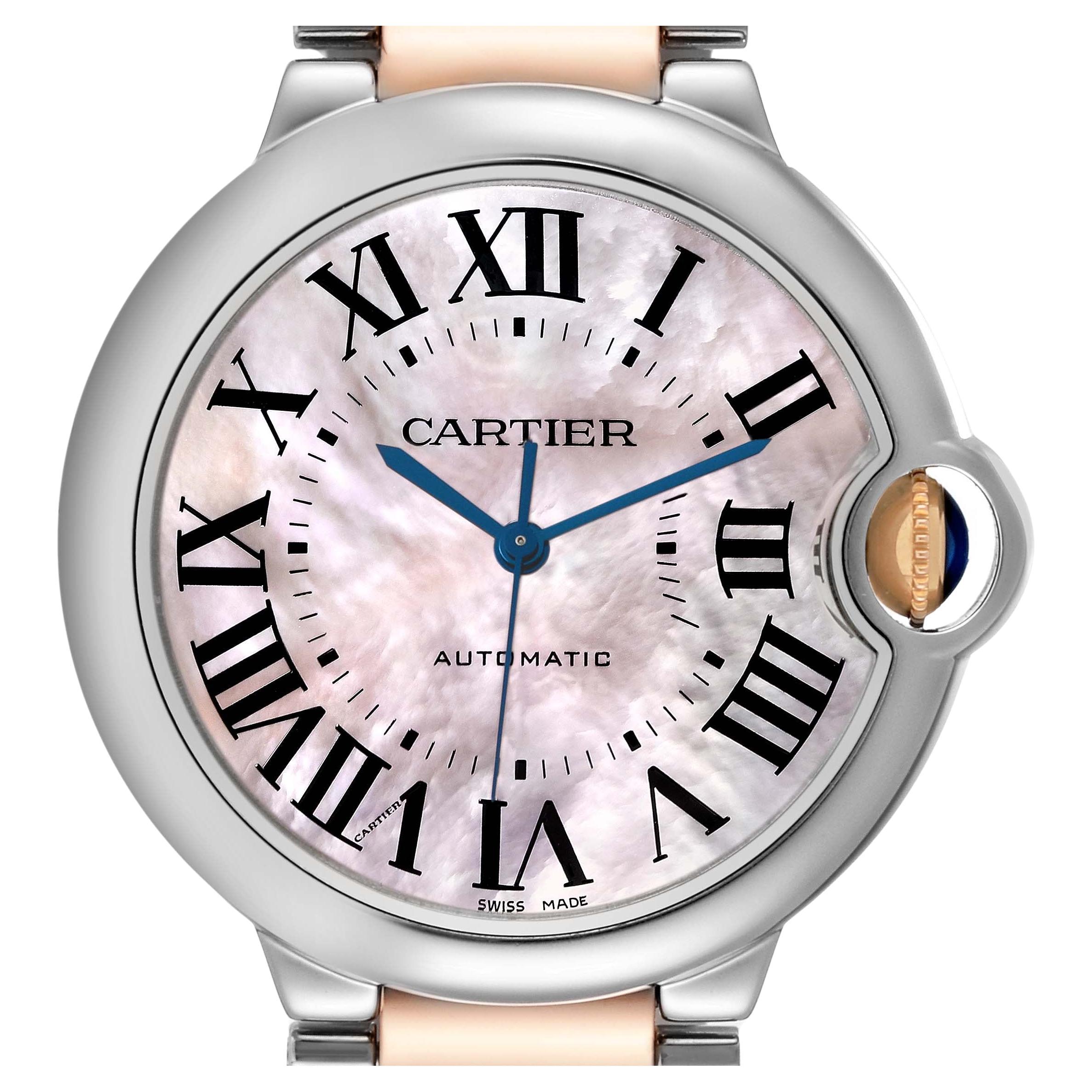 Cartier Ballon Bleu Steel Rose Gold Mother of Pearl Ladies Watch W6920033 Papers