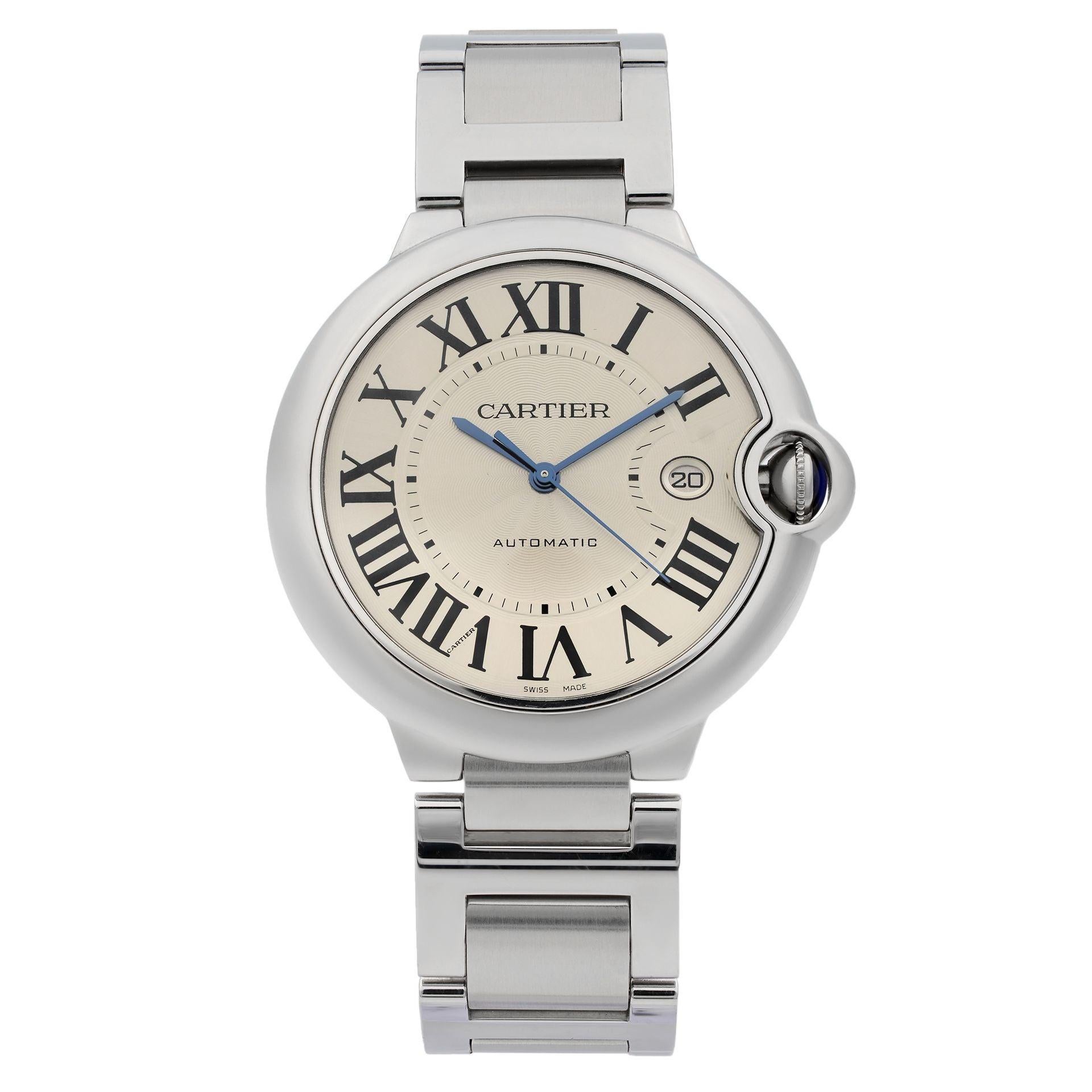 Cartier Ballon Bleu Steel Silver Dial Automatic Men's Watch W69012Z4 at  1stDibs