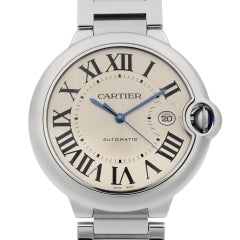 Cartier Ballon Bleu Steel Silver Guilloche Dial Automatic Men's Watch W69012Z4