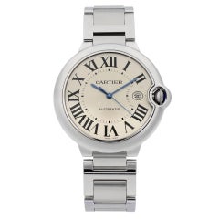 Cartier Ballon Bleu Steel Silver Guilloche Dial Automatic Men's Watch W69012Z4