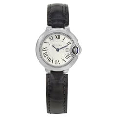 Cartier Ballon Bleu Steel Silver Guilloche Dial Quartz Ladies Watch W69018Z4