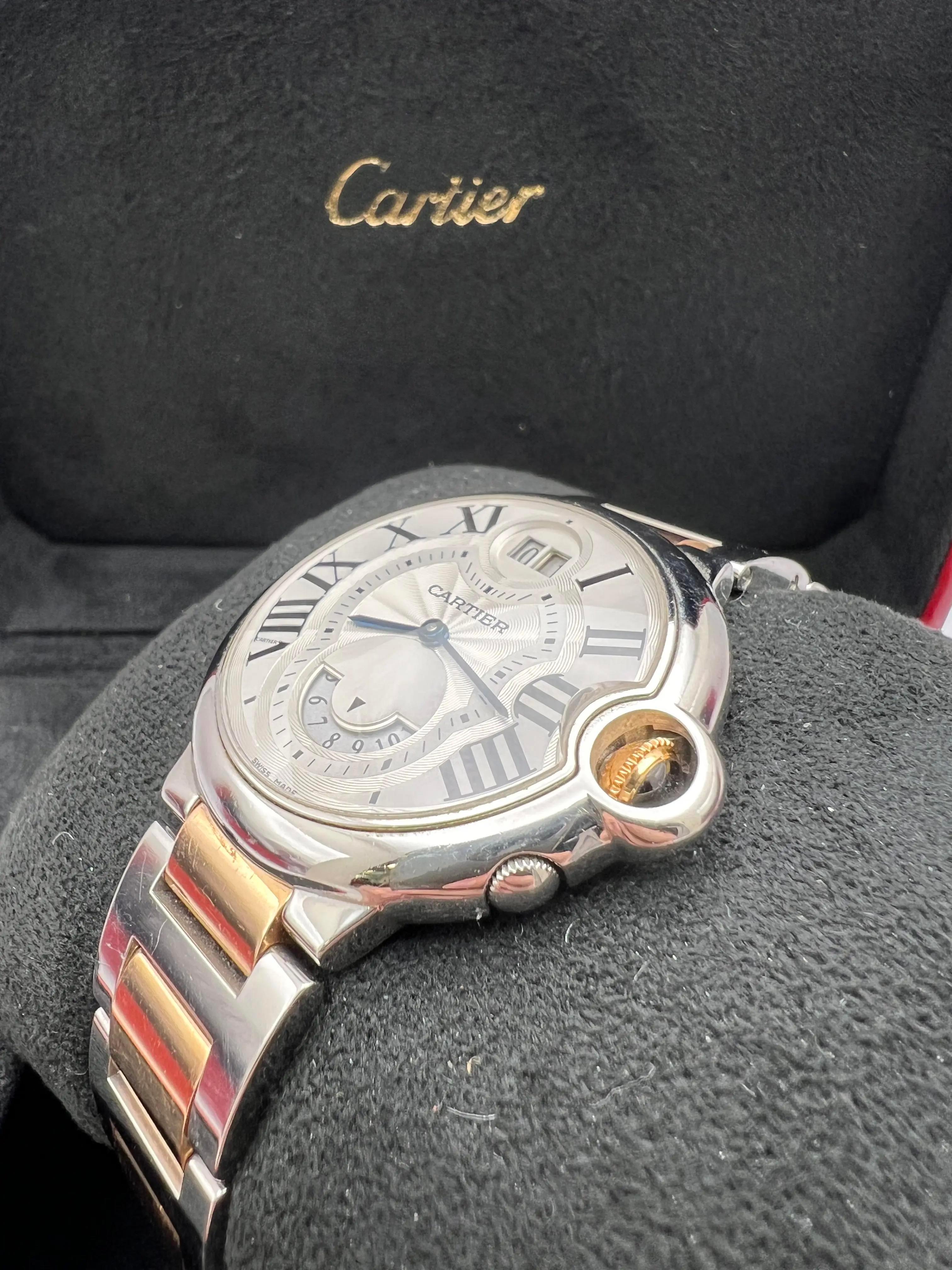Cartier Ballon Bleu Two Timezone GMT W6920027 18K Rose Steel Quartz Silver Dial For Sale 1