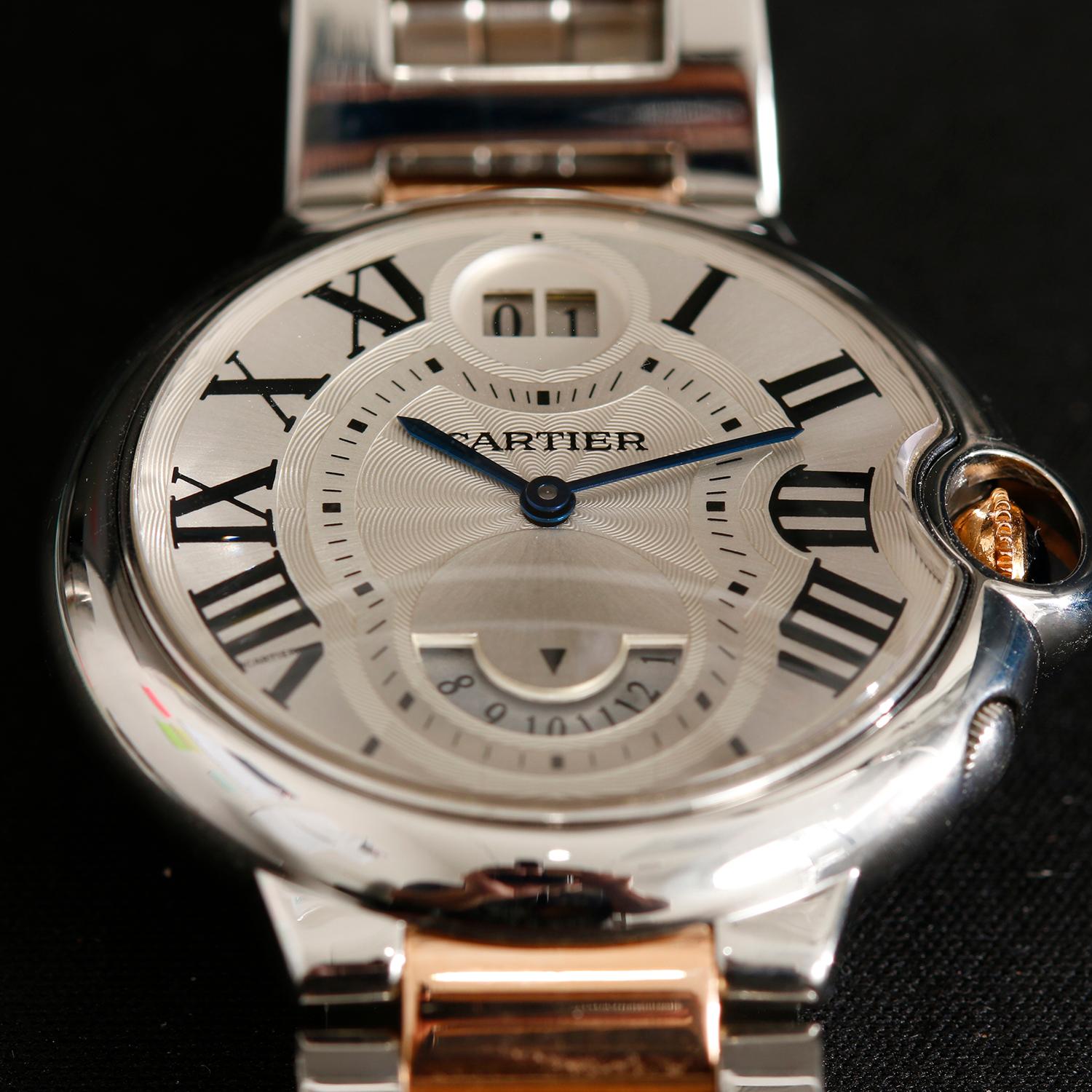 Cartier Ballon Bleu Two Timezone Rose Gold & Stainless Steel Watch W6920027 For Sale 1
