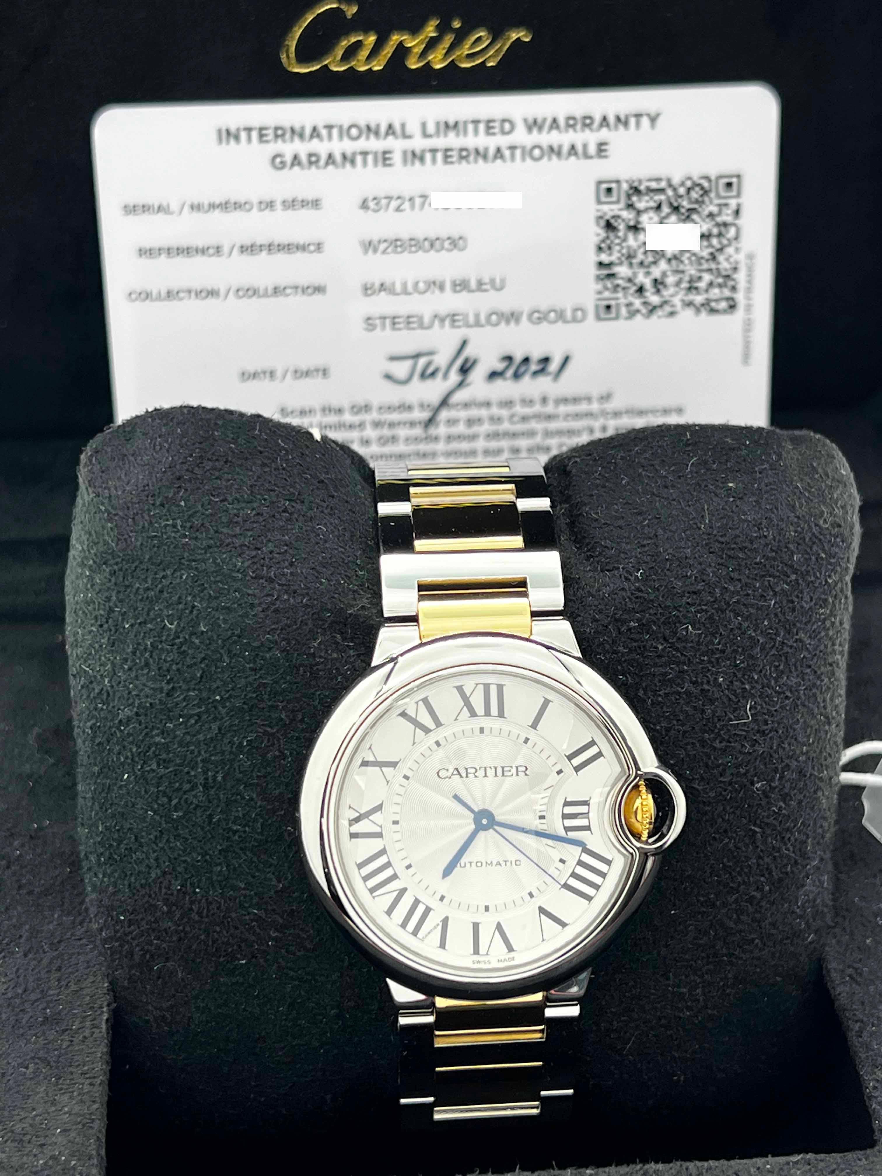 Cartier Ballon Bleu W2BB0030 Réf. 4372 Boîte en or jaune 18 carats inoxydable 2021 en vente 6