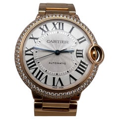 Cartier Ballon Bleu W69004Z2 36 mm or rose 18 carats avec lunette personnalisée avec diamants 2 carats