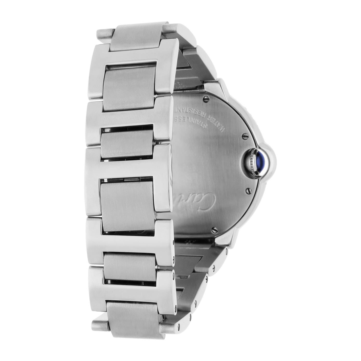 Cartier Ballon Bleu W69011Z4 36mm Unisex Watch Custom Diamond Bezel For Sale 4