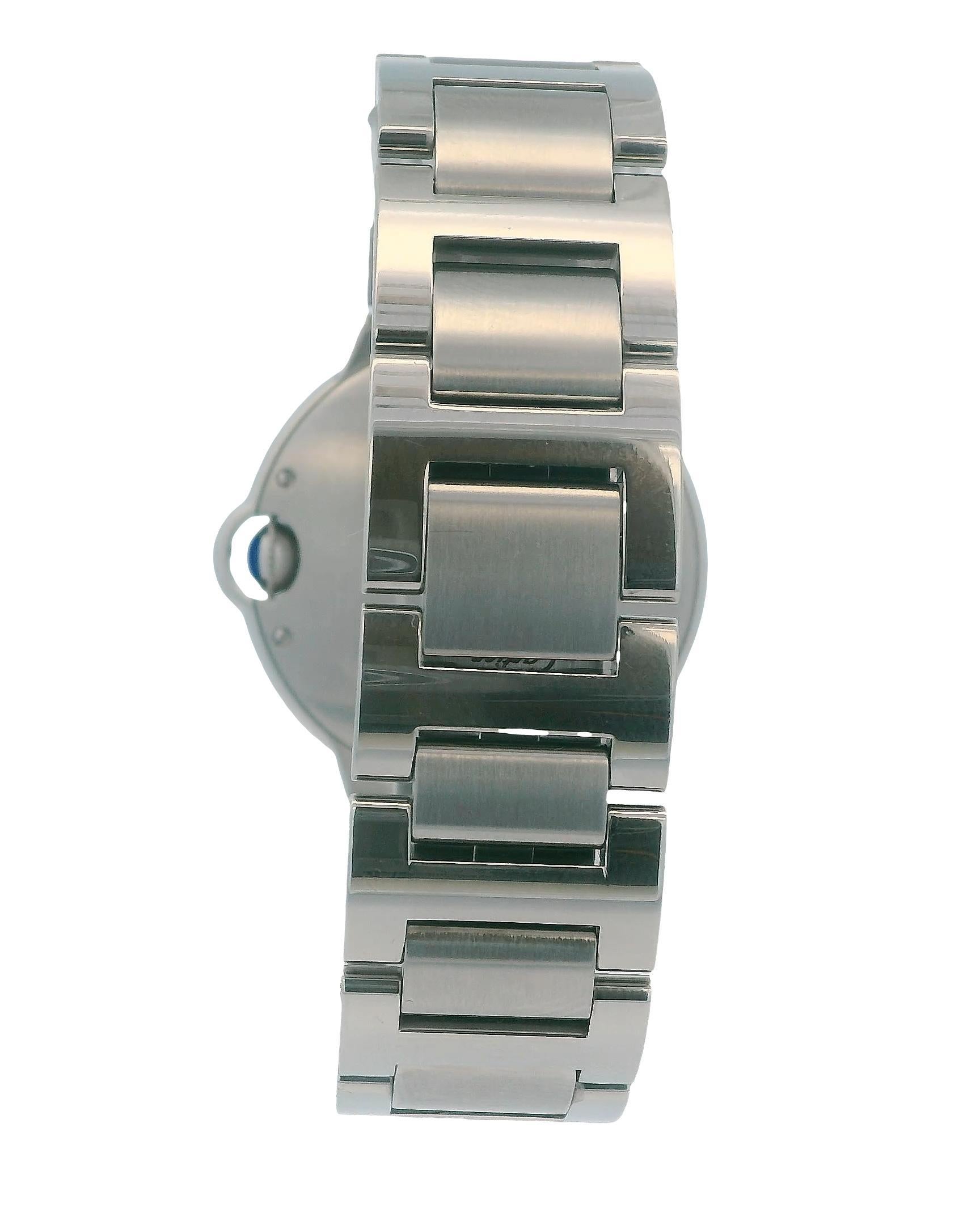 Women's or Men's Cartier Ballon Bleu W69011Z4 Stainless Steel Quartz With Card For Sale