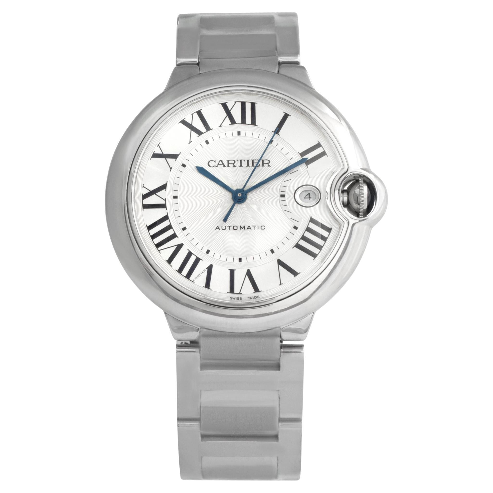 Cartier Ballon Bleu w69012Z4 Stainless Steel Silver dial 42mm watch For Sale