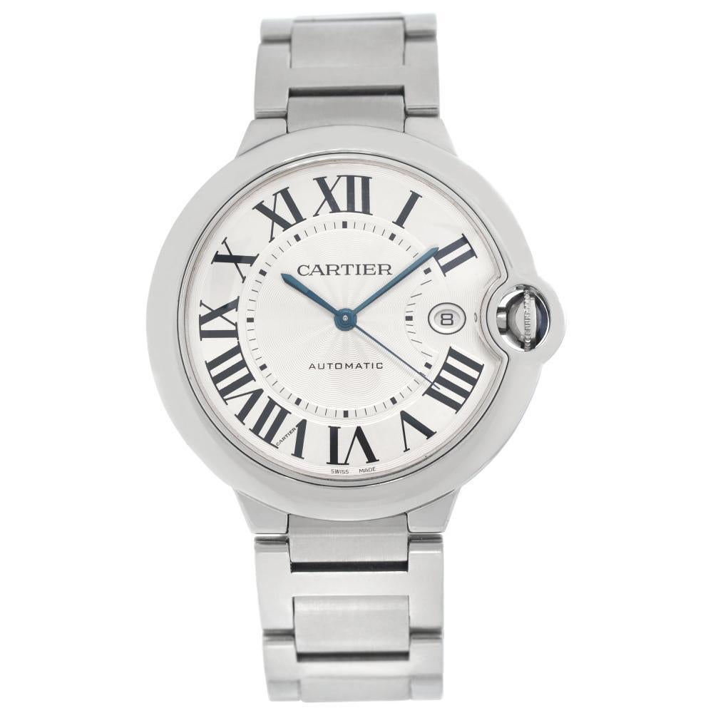 Cartier Ballon Bleu W69012Z4 Stainless Steel w/ Silver dial 42mm Automatic watch For Sale