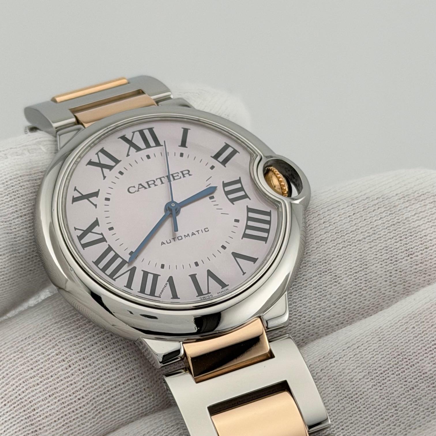 Cartier Ballon Bleu W6920033 3284 36mm Pink Mother Of Pearl Dial 18k Gold Steel en venta 2