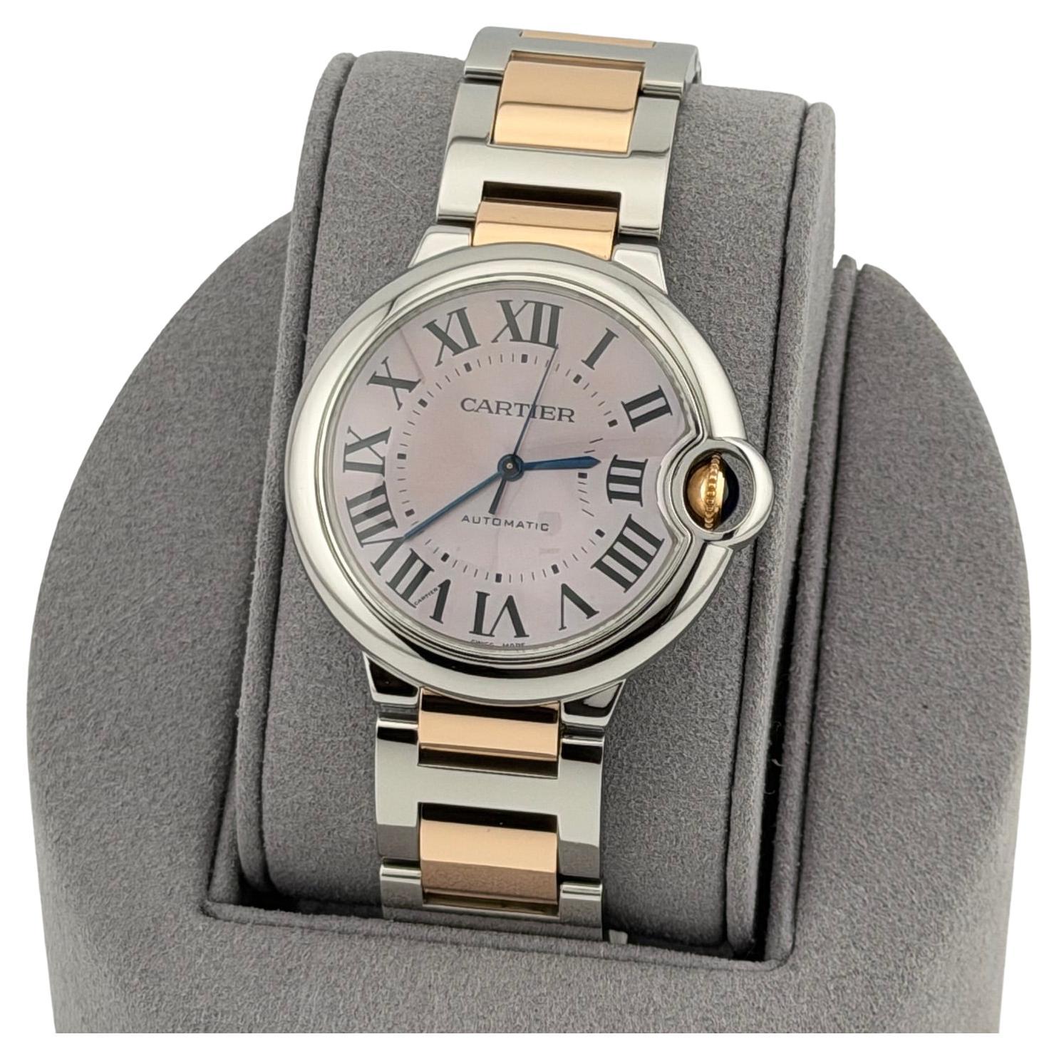 Cartier Ballon Bleu W6920033 3284 36mm Pink Mother Of Pearl Dial 18k Gold Steel