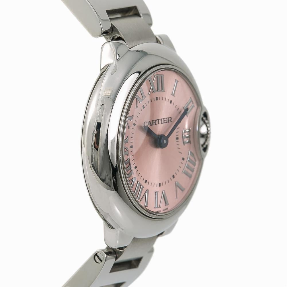 Cartier Ballon Bleu Reference #:W6920038. Cartier Ballon Bleu 3009 W6920038 Womens Quartz Watch Pink Dial SS 28mm. Verified and Certified by WatchFacts. 1 year warranty offered by WatchFacts.
