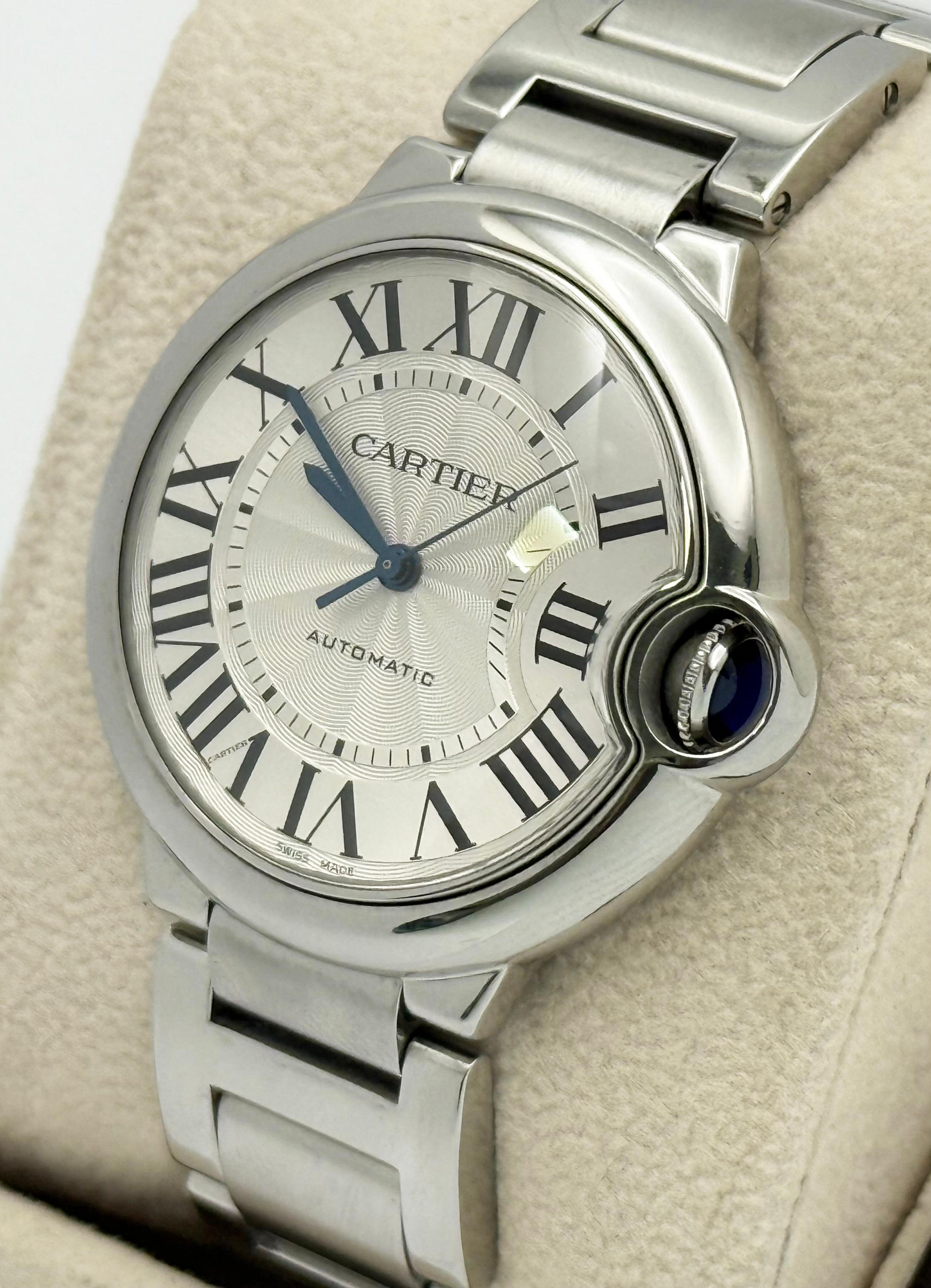 Cartier Ballon Bleu W6920046 Acero inoxidable Esfera plateada 36mm 2020 en venta 7