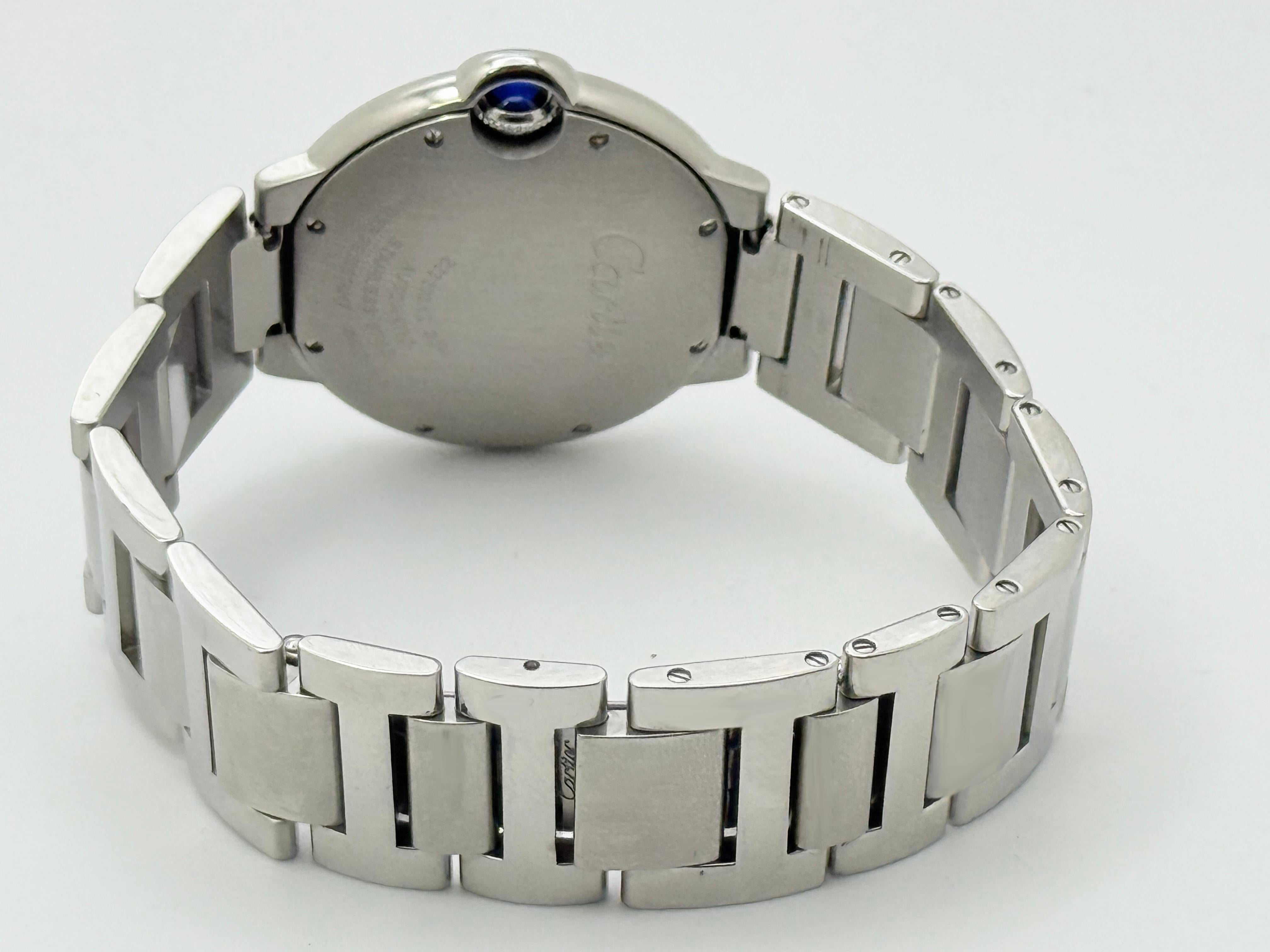 Cartier Ballon Bleu W6920046 Acero inoxidable Esfera plateada 36mm 2020 en venta 8