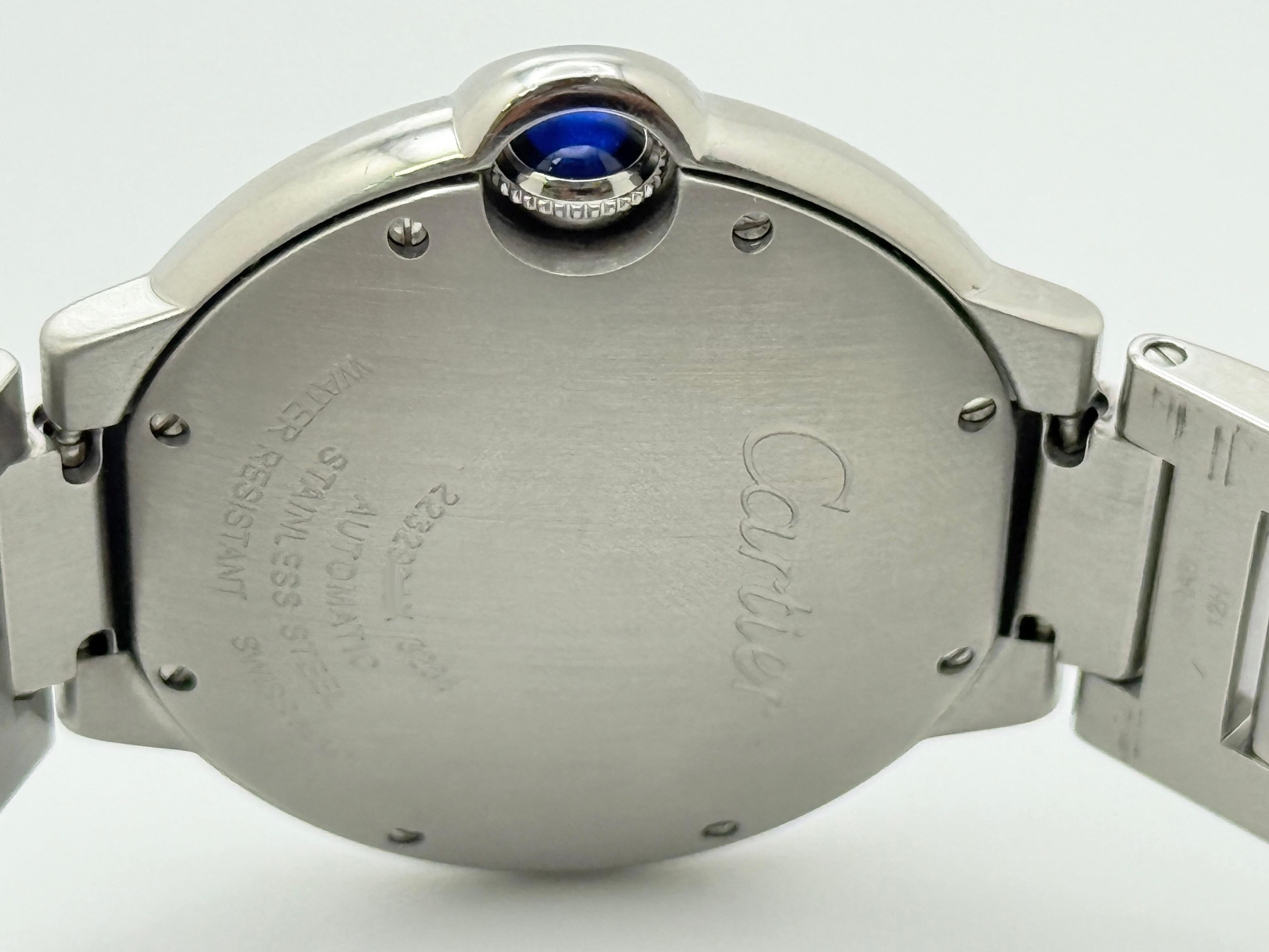 Cartier Ballon Bleu W6920046 Acero inoxidable Esfera plateada 36mm 2020 en venta 10