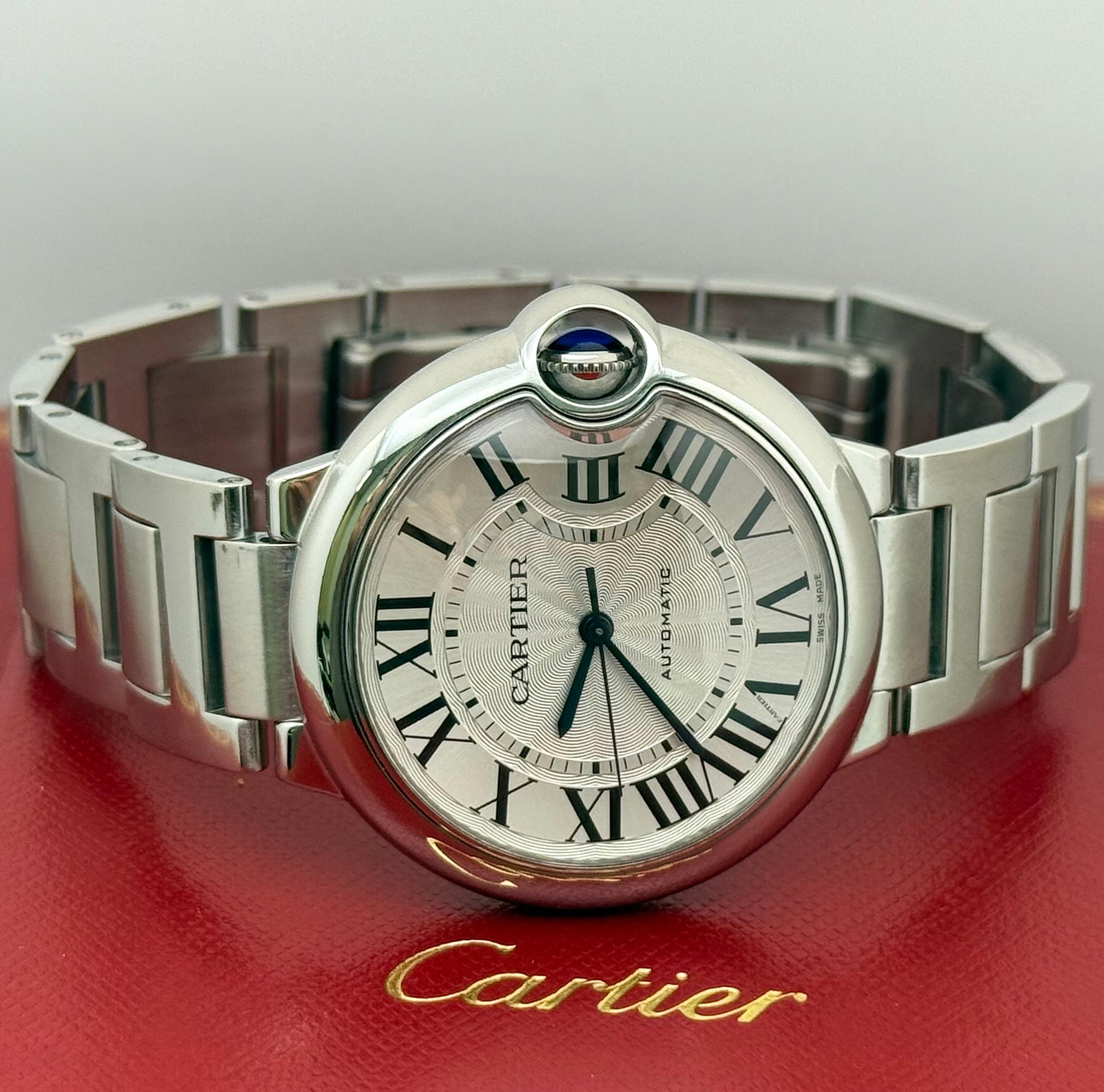 De los hombres Cartier Ballon Bleu W6920046 Acero inoxidable Esfera plateada 36mm 2020 en venta