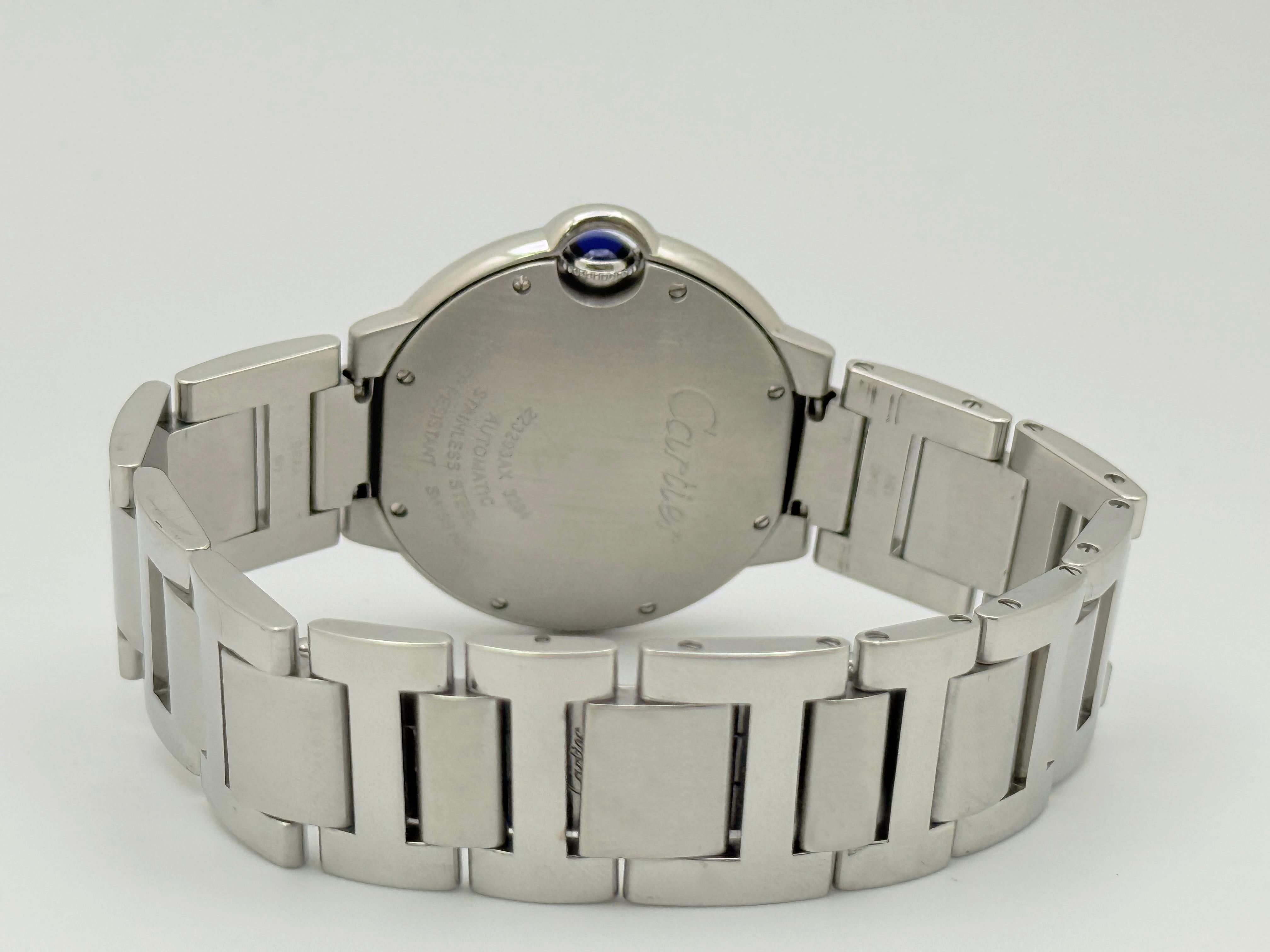 Cartier Ballon Bleu W6920046 Acero inoxidable Esfera plateada 36mm 2020 en venta 2