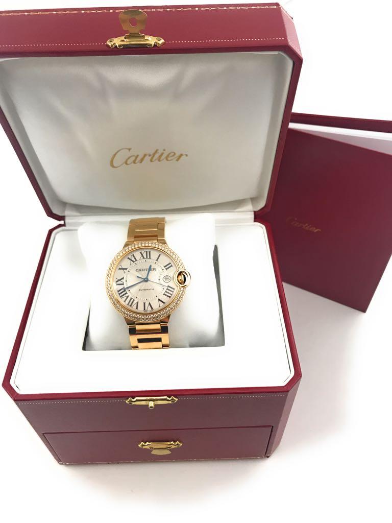 Cartier Ballon Bleu Watch 18 Karat Yellow Gold with Diamonds For Sale 3
