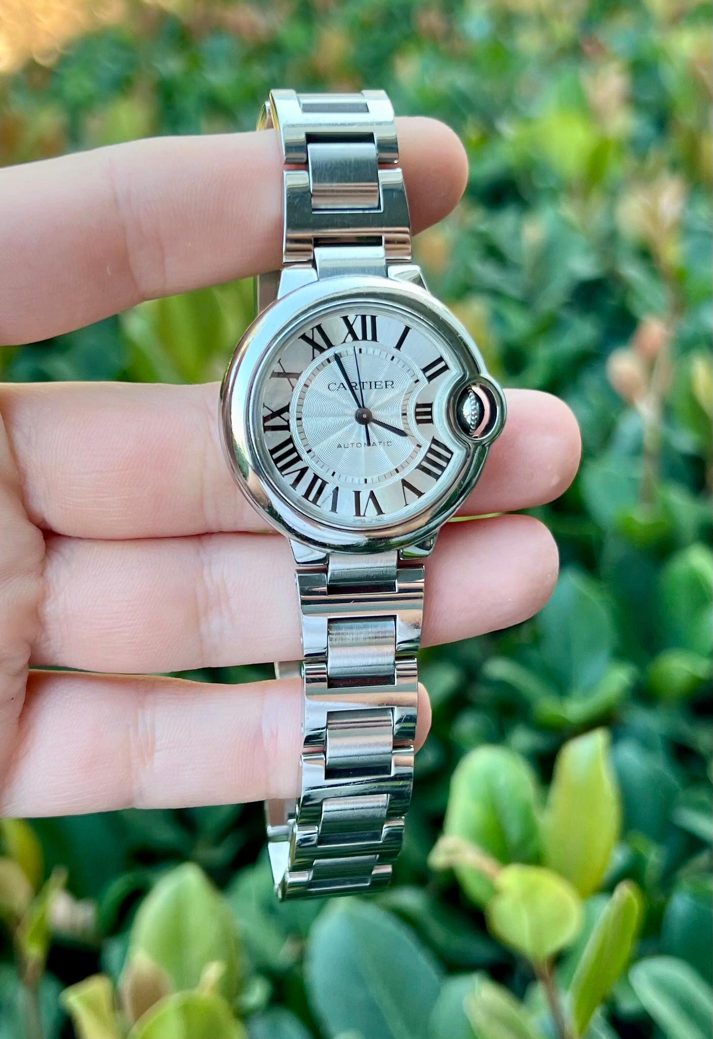 Cartier Ballon Bleu Watch Automatic Stainless Steel Box In Excellent Condition In Laguna Niguel, CA