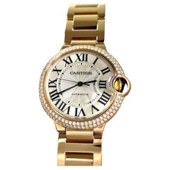 Cartier Ballon Bleu WE9005Z3 36mm Diamant-Lünette 18K Roségold Schachtel mit Diamant-Lünette