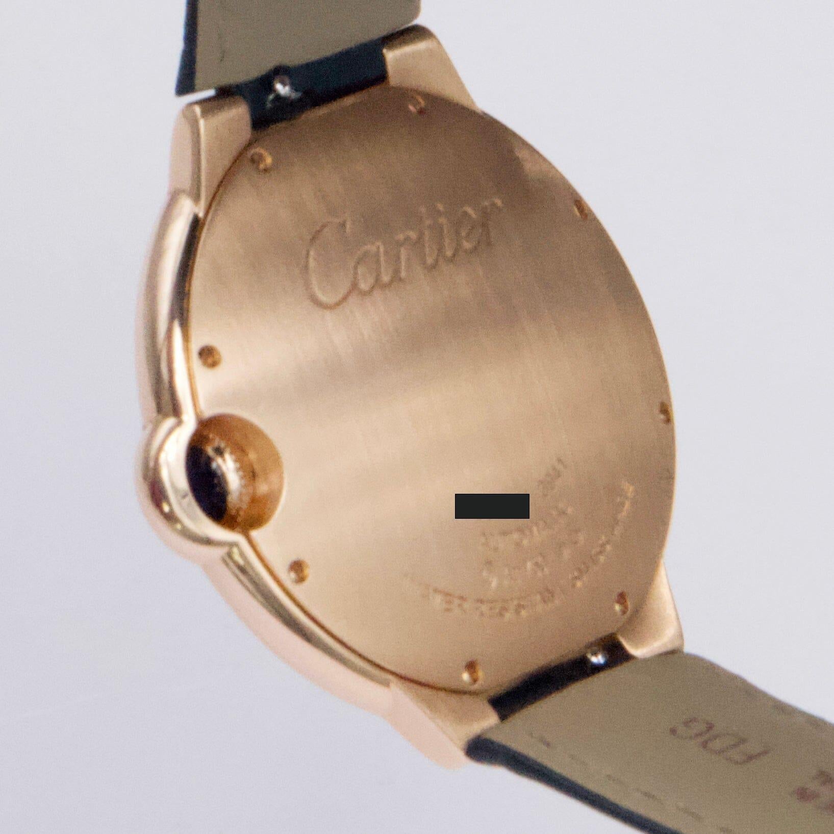 Cartier Ballon Bleu WGBB0036 Azul Dail 18K Oro Rosa Reloj Caballero Caja Papeles en venta 3