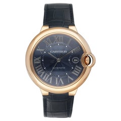 Cartier Ballon Bleu WGBB0036 Blue Dail 18K Rose Gold Uomo Orologio Scatola Documenti