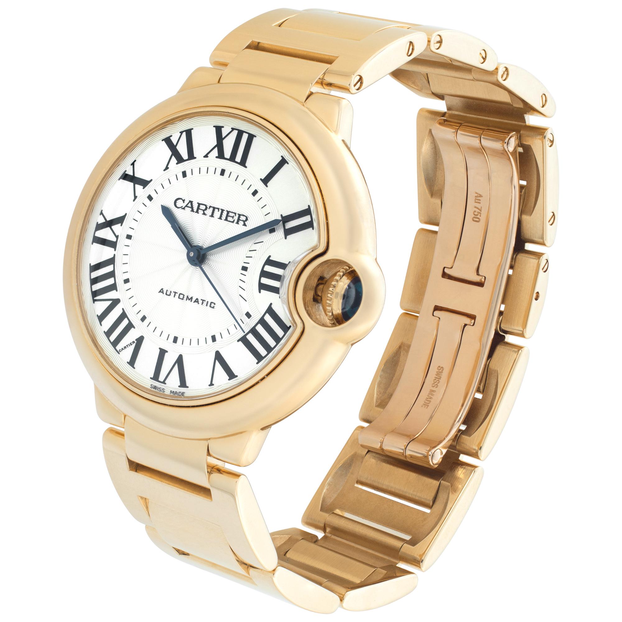 Cartier Ballon Bleu in 18k yellow gold. Auto w/sweep seconds. 36 mm case size. Box and papers. Ref WGBB0046 Circa 2018. Fine Pre-owned Cartier Watch. Certified preowned Sport Cartier Ballon Bleu WGBB0046 watch is made out of yellow gold on a 18k