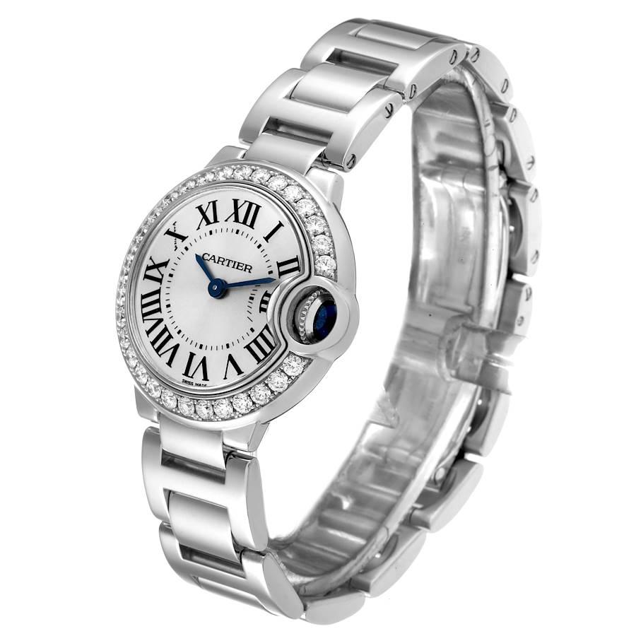 Women's Cartier Ballon Bleu White Gold Diamond Bezel Ladies Watch We9003Z3 Box Card