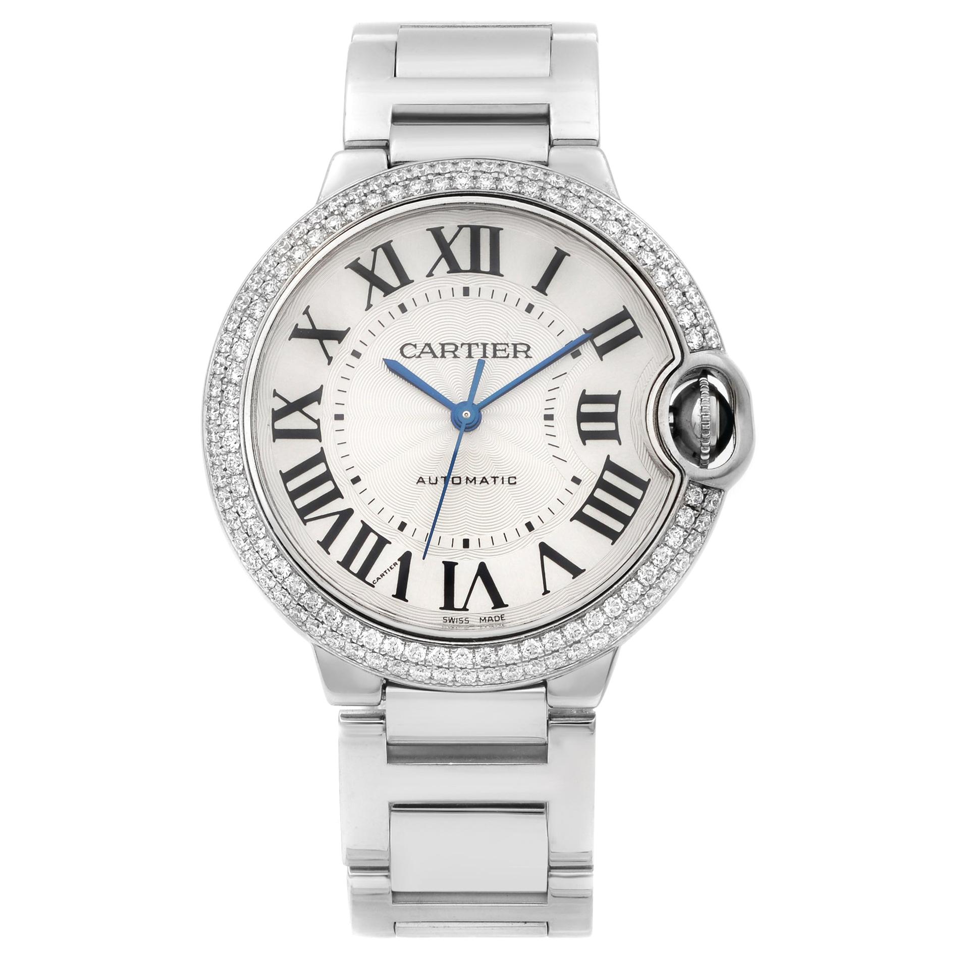 Cartier Ballon Bleu White Gold Diamond Bezel Silver Dial Watch WE9006Z3
