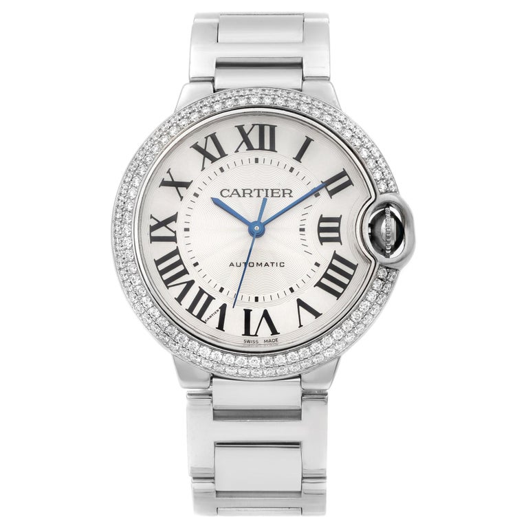Cartier Ballon Bleu White Gold Diamond Bezel Silver Dial Watch WE9006Z3 ...