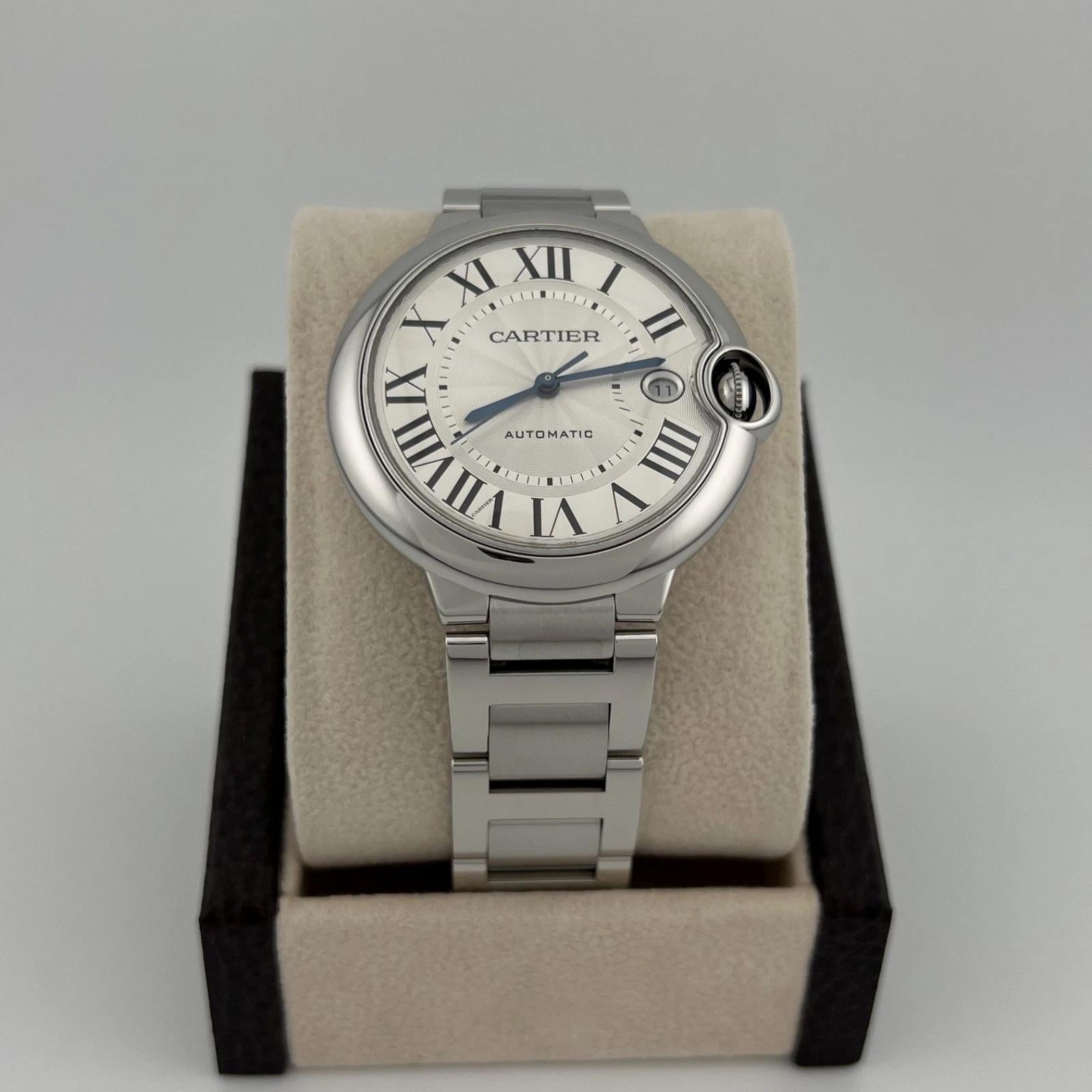 Cartier Ballon Bleu WSBB0040 40 mm Esfera plateada Caja de acero inoxidable Papel 2022 en Bueno estado para la venta en San Diego, CA