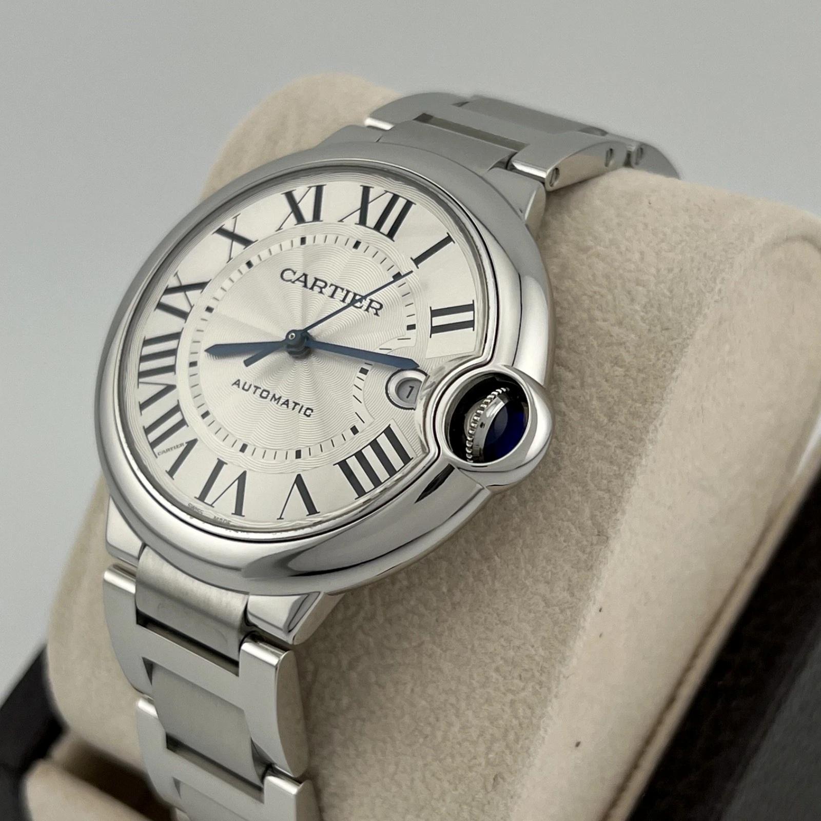 Femenino o masculino Cartier Ballon Bleu WSBB0040 40 mm Esfera plateada Caja de acero inoxidable Papel 2022 en venta