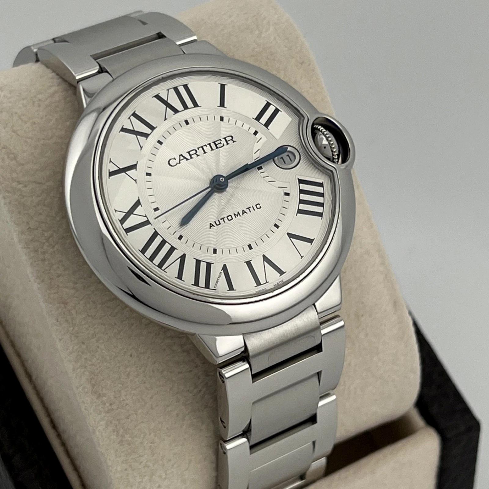 Cartier Ballon Bleu WSBB0040 40 mm Esfera plateada Caja de acero inoxidable Papel 2022 en venta 1