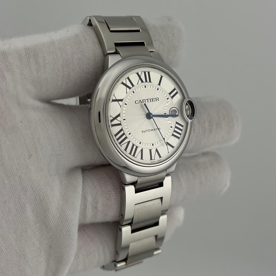 Cartier Ballon Bleu WSBB0049 Ref 3765 42mm Quadrante Argento Acciaio Box Paper in vendita 2