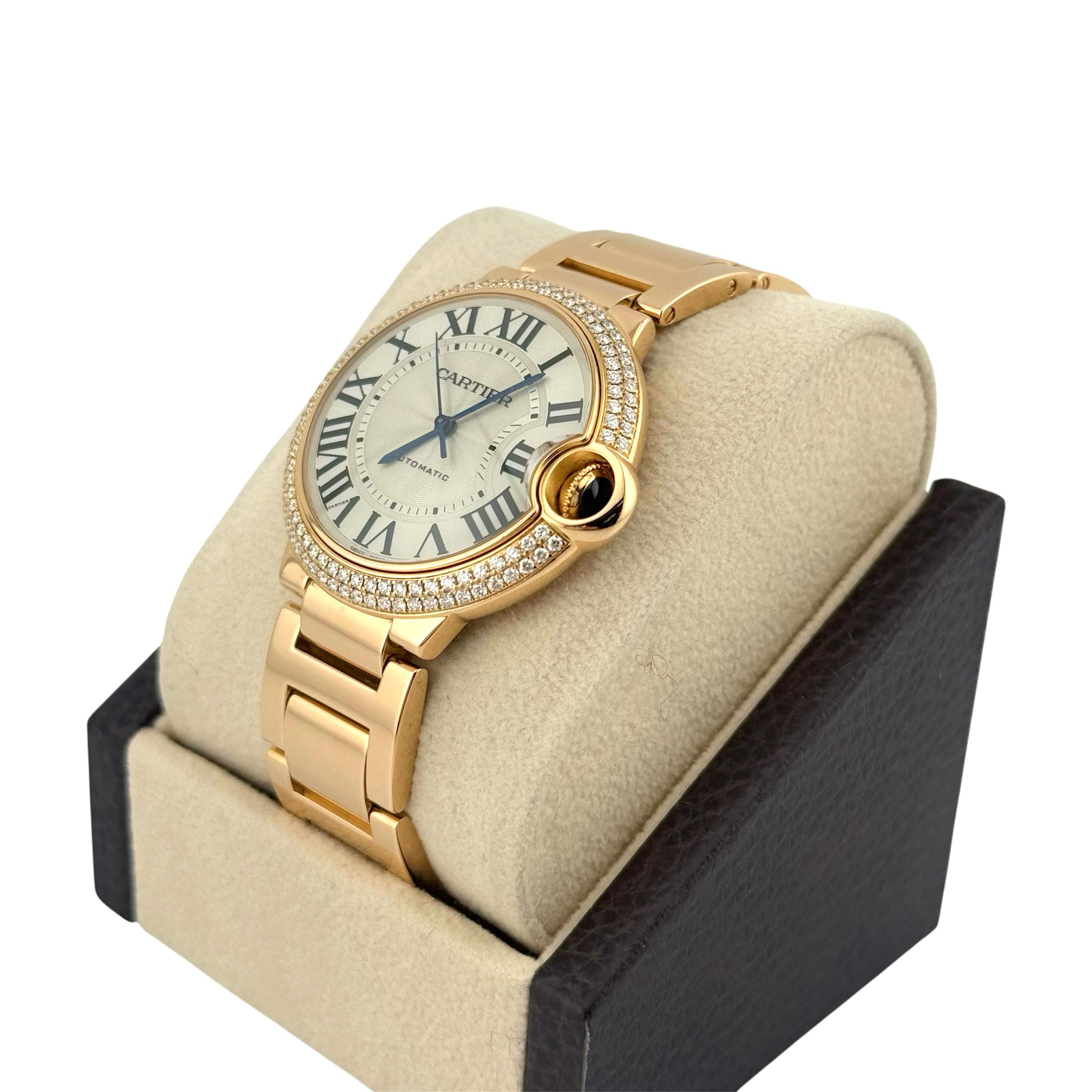 CARTIER Ballon Blue 18k Rose Gold Automatic 36 mm WE9005Z3 Wristwatch For Sale 9