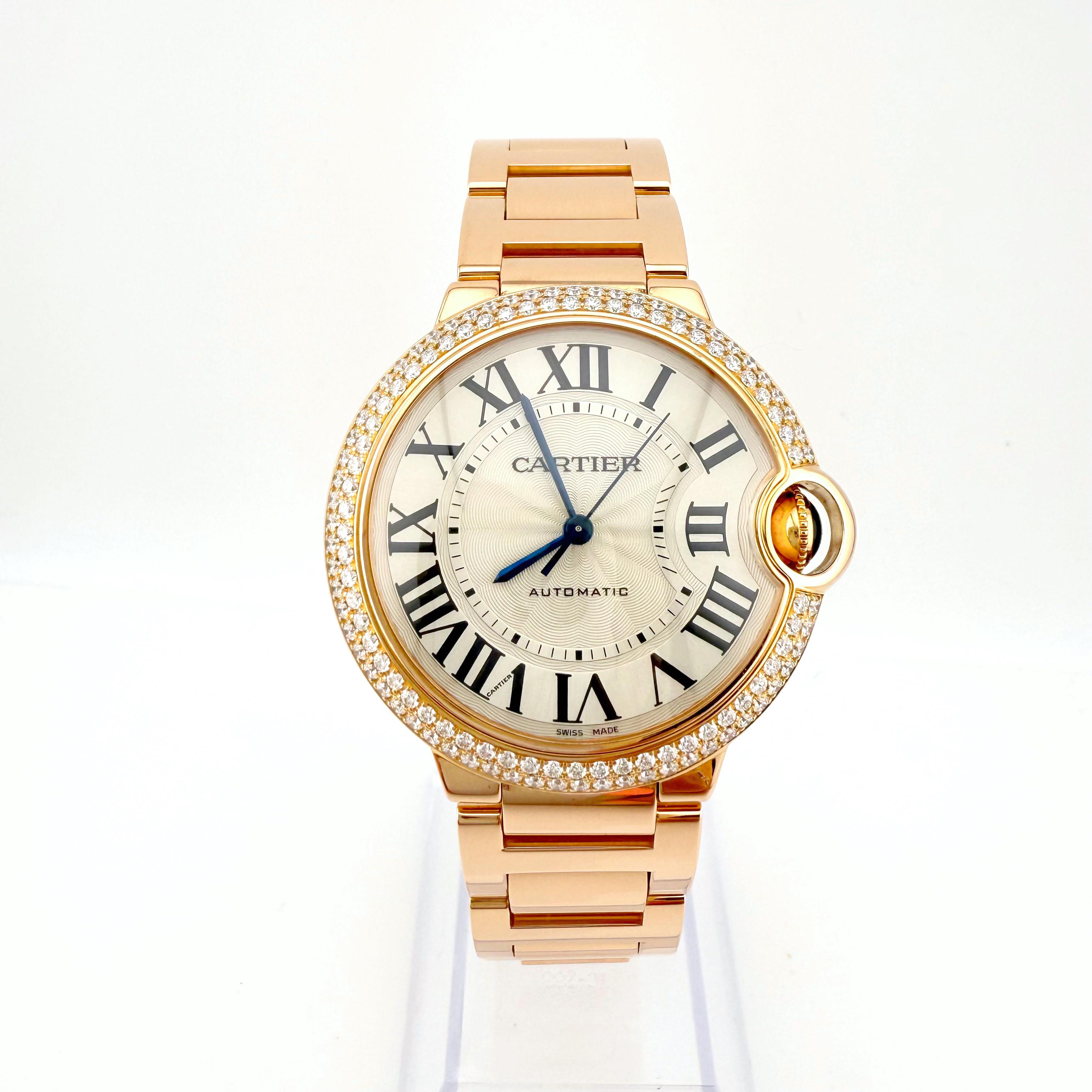CARTIER Ballon Blue 18k Rose Gold Automatic 36 mm WE9005Z3 Wristwatch For Sale 1