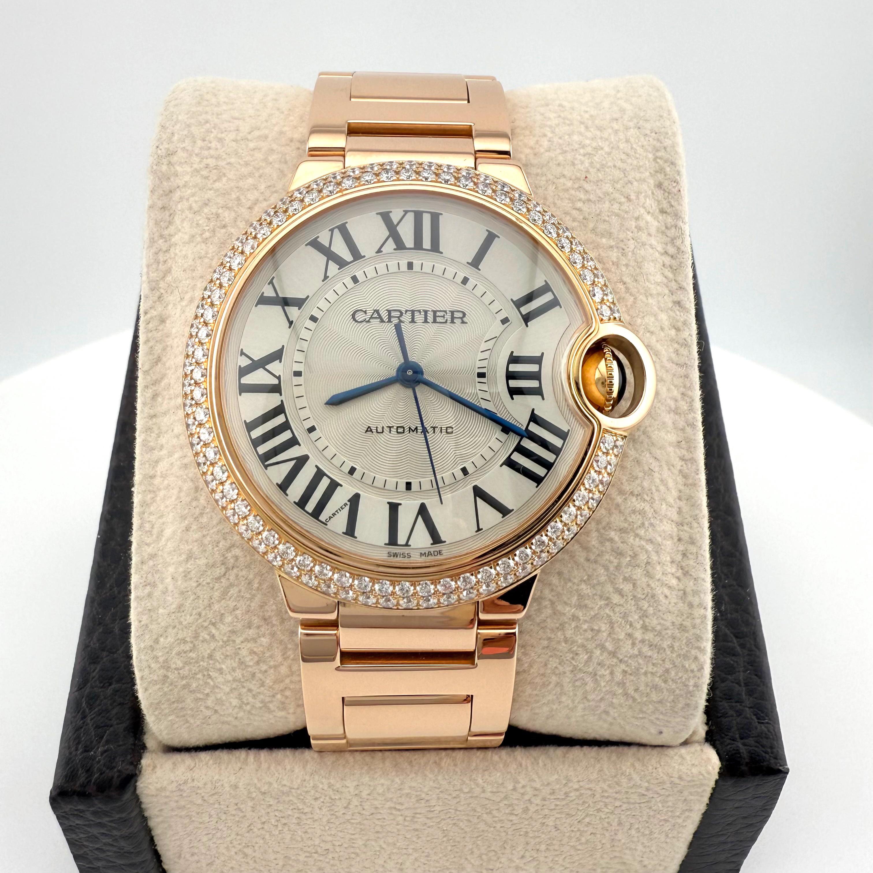 CARTIER Ballon Blue 18k Rose Gold Automatic 36 mm WE9005Z3 Wristwatch For Sale 2