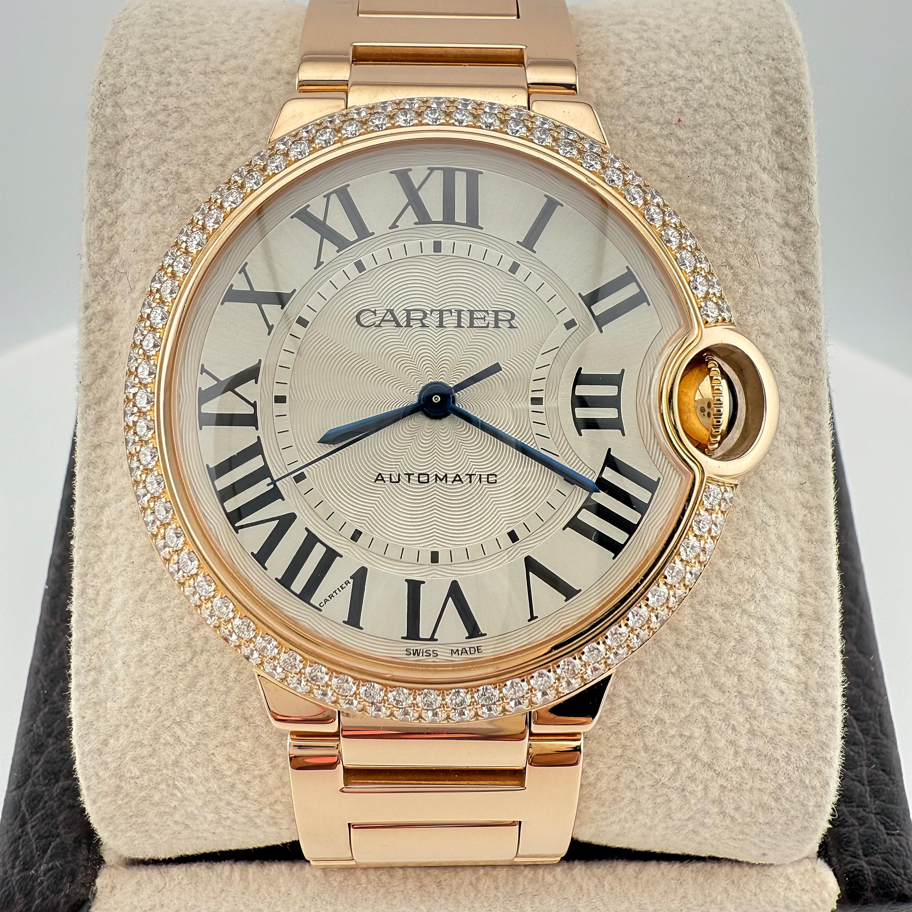 CARTIER Ballon Blue 18k Rose Gold Automatic 36 mm WE9005Z3 Wristwatch For Sale 3