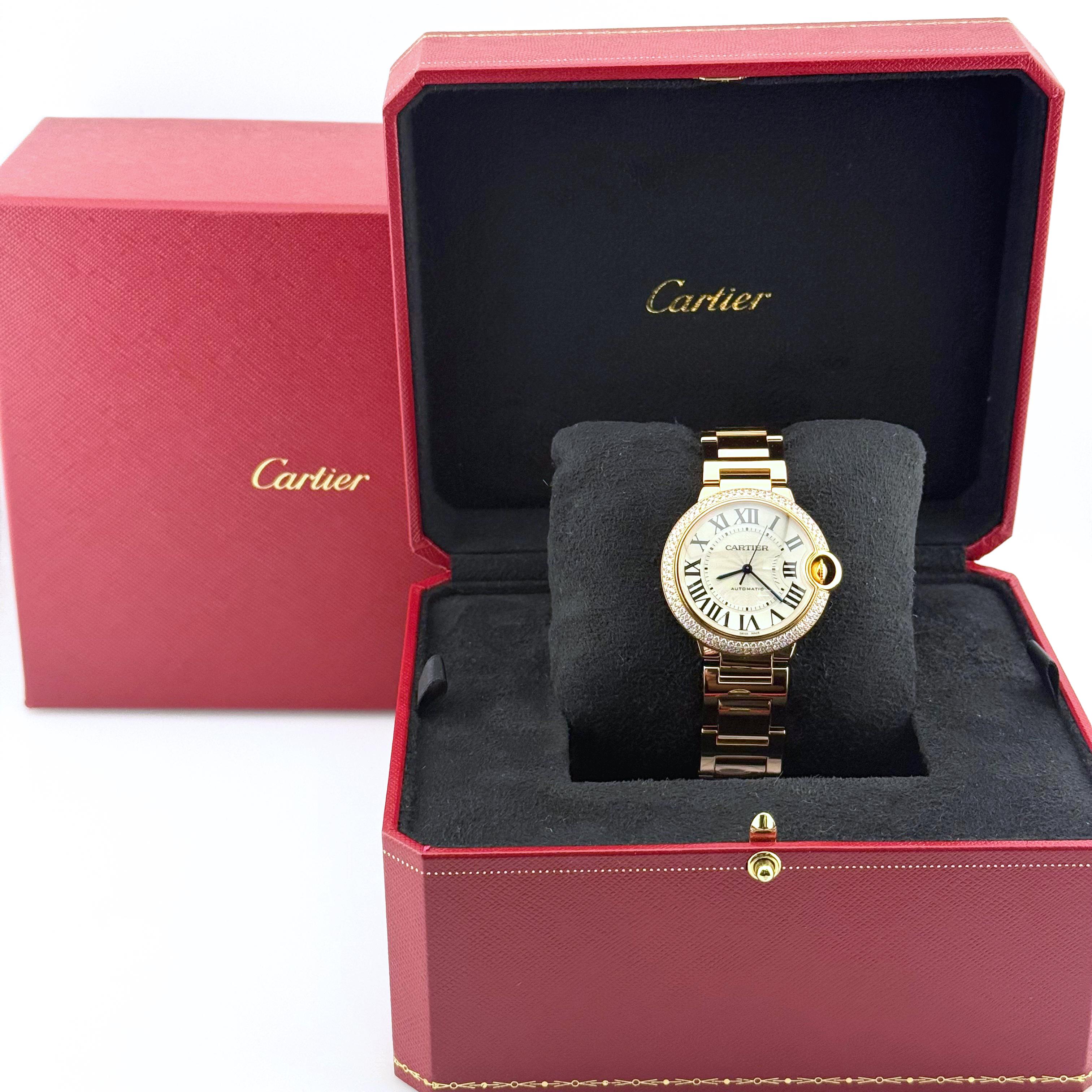 CARTIER Ballon Blue 18k Rose Gold Automatic 36 mm WE9005Z3 Wristwatch For Sale 4