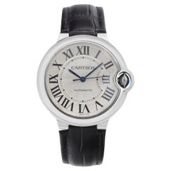 Cartier: Automatik-Damenuhr W69017Z4, Ballonblau, Stahl, Silber, Zifferblatt