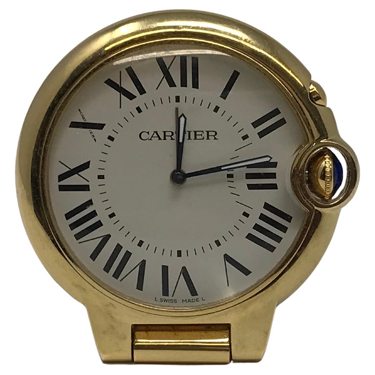 Cartier Ballon Blue Desk Clock Gold Tone Alarm Ref 3038 For Sale